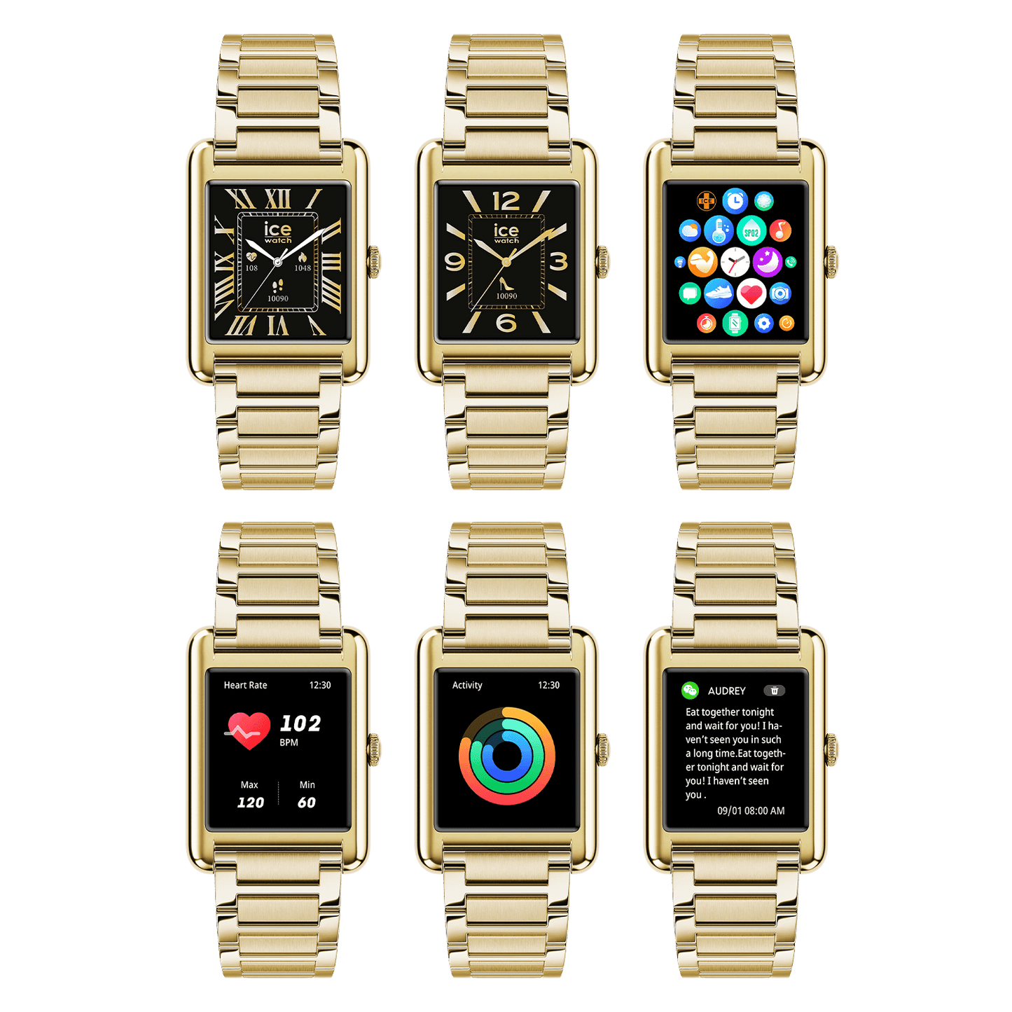 Montre Connectée ICE smart TKS 2.0 Rectangulaire – Gold, Look Total Gold