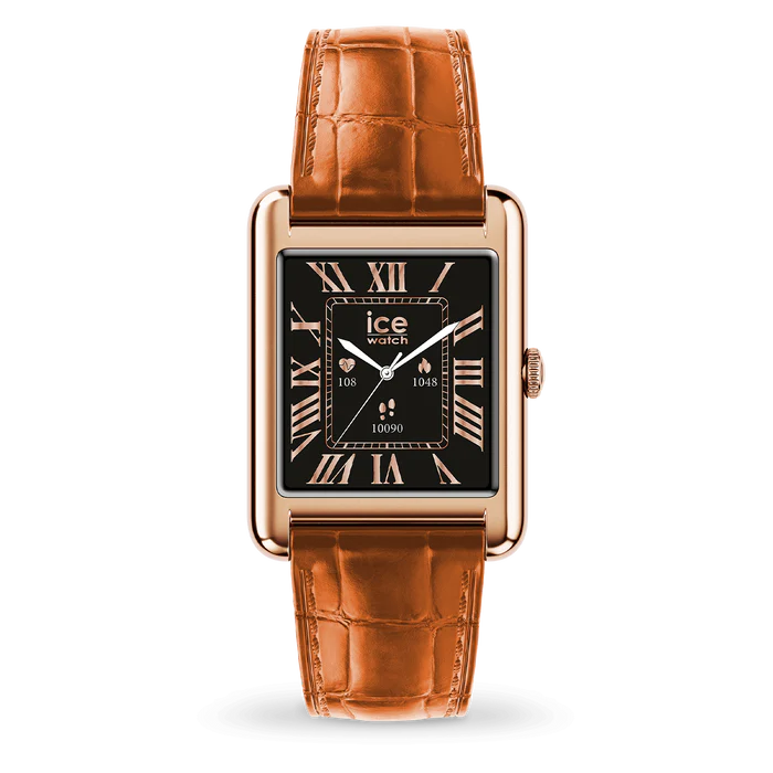 Montre Connectée ICE smart TKS 2.0 Rectangulaire – Rose-Gold Cognac