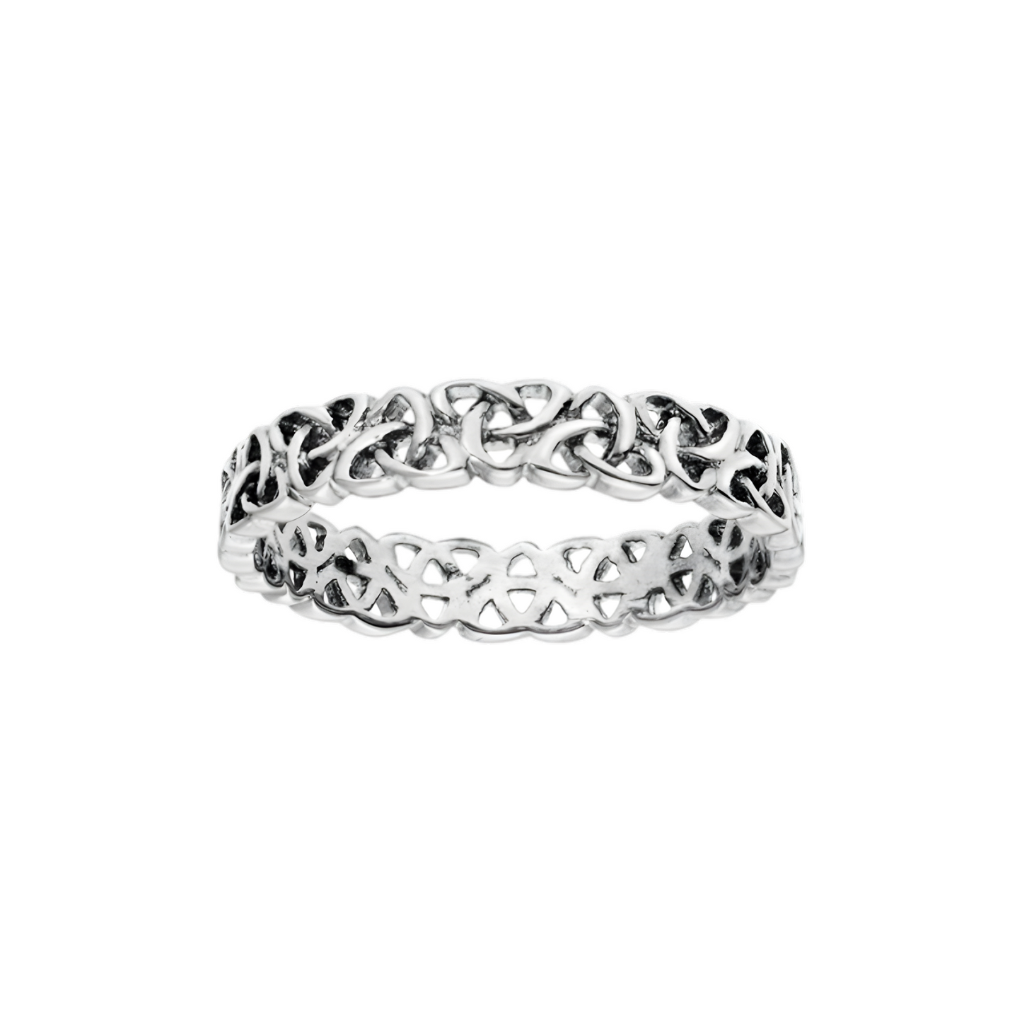Alliance Argent Rhodié 925/1000e – Ruban Motif Triskel 4mm
