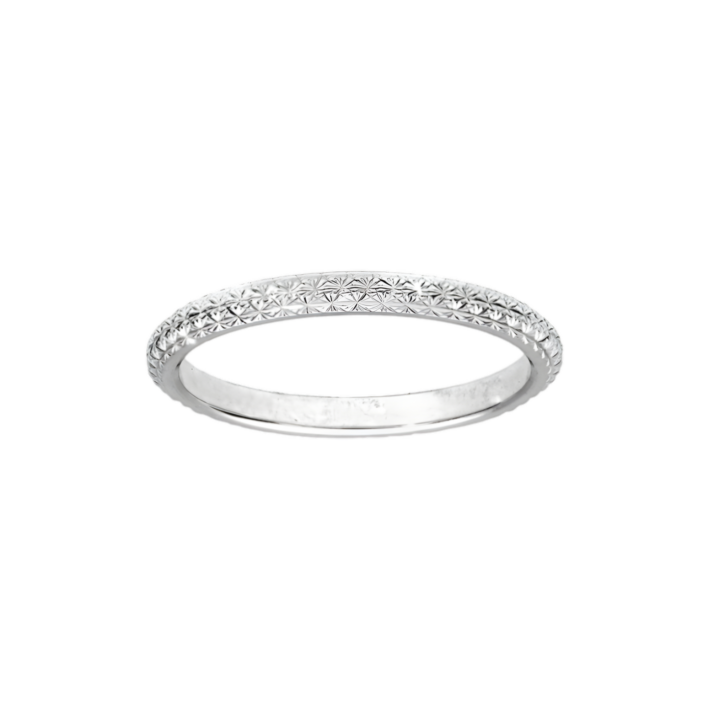 Alliance Argent Rhodié 925/1000e – Ruban Motif Diamantée 2 mm