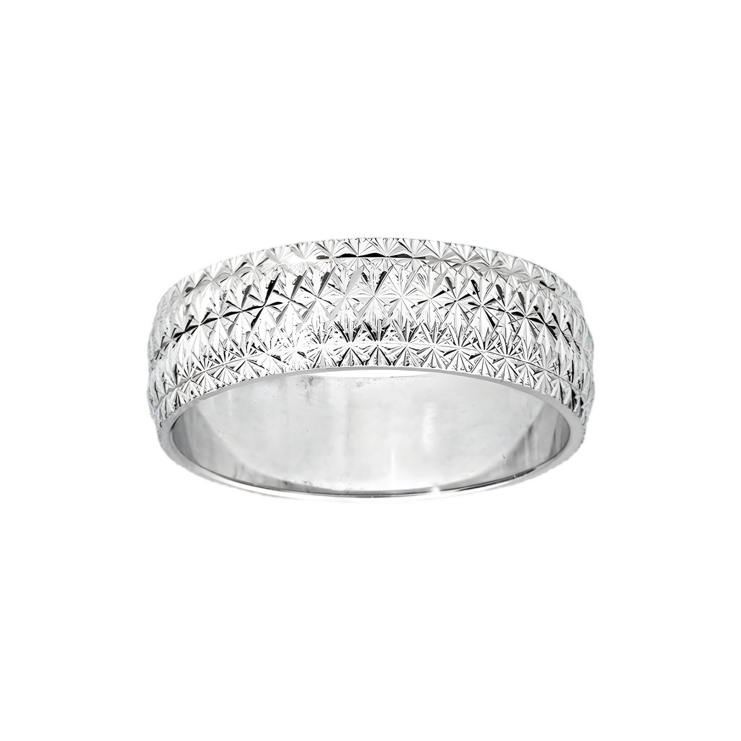 Alliance Argent Rhodié 925/1000e – Ruban Motif Diamantée 6mm