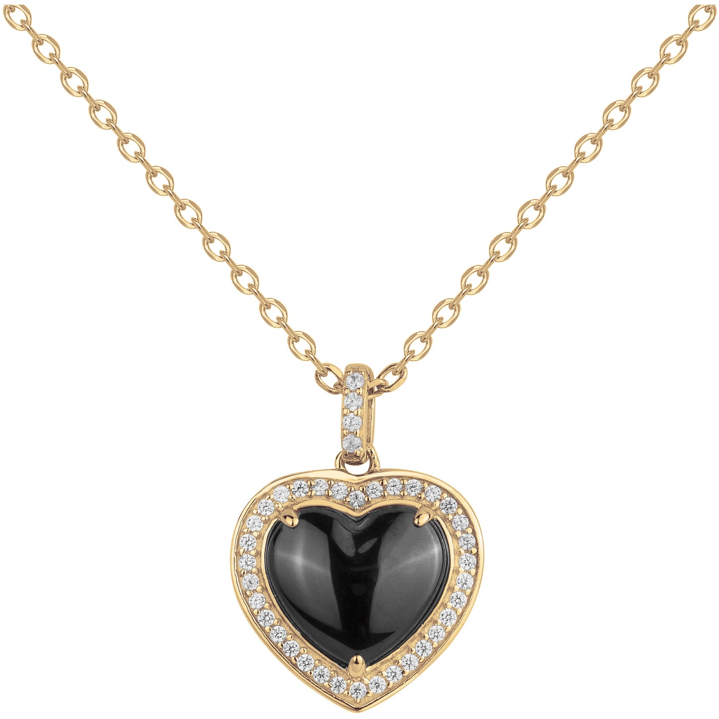 Collier Plaqué Or Femme Cœur Noir en Céramique