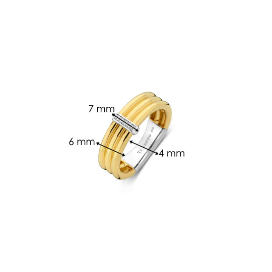 Bague TI SENTO Argent 925 Plaqué Or Jaune et Zircon Cubiques 12344ZY
