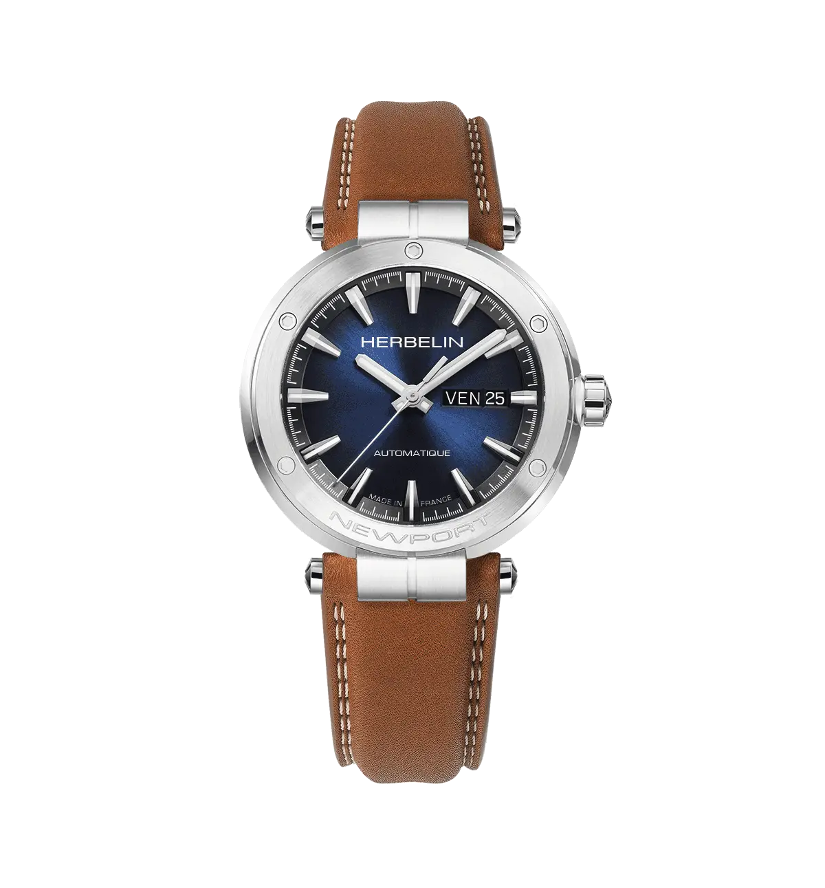 Montre Herbelin Newport Automatique Bleu & Cuir Camel