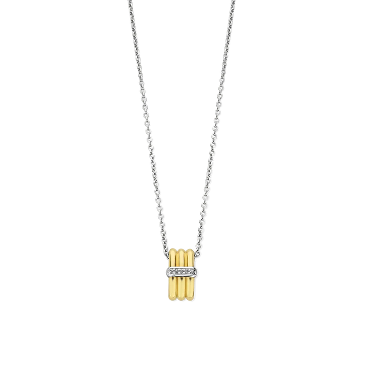 Collier TI SENTO Argent 925 Doré avec Trio de Cercles et Oxyde de Zirconium