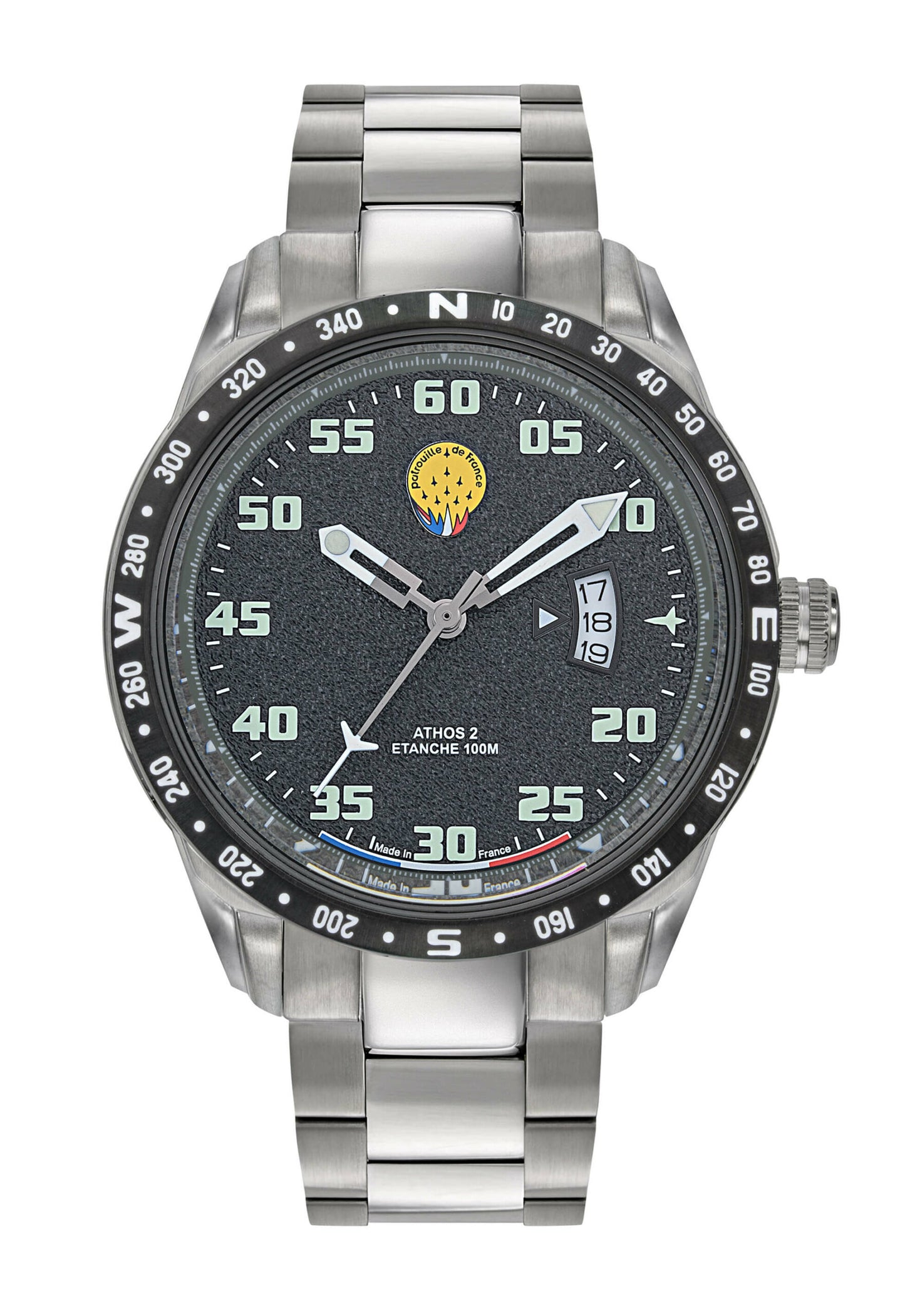 Montre Patrouille de France Athos2 - Cadran Noir & Bracelet Acier A2-100ID-668127