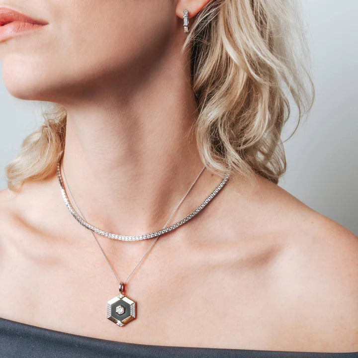 Pendentif TI SENTO Argent Doré 925 avec Pierre Noire et Zircons