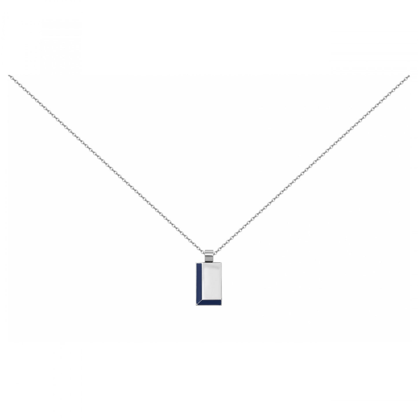 COLLIER ACIER ET LAQUE BLEUE-50+5CM