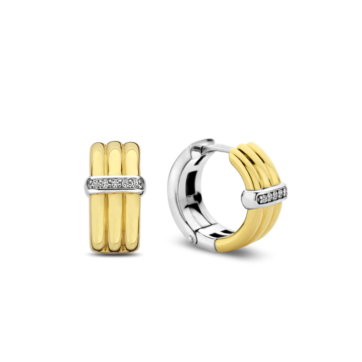 Boucles d'oreilles TI SENTO Argent 925 Doré avec Trio de Cercles et Oxyde de Zirconium