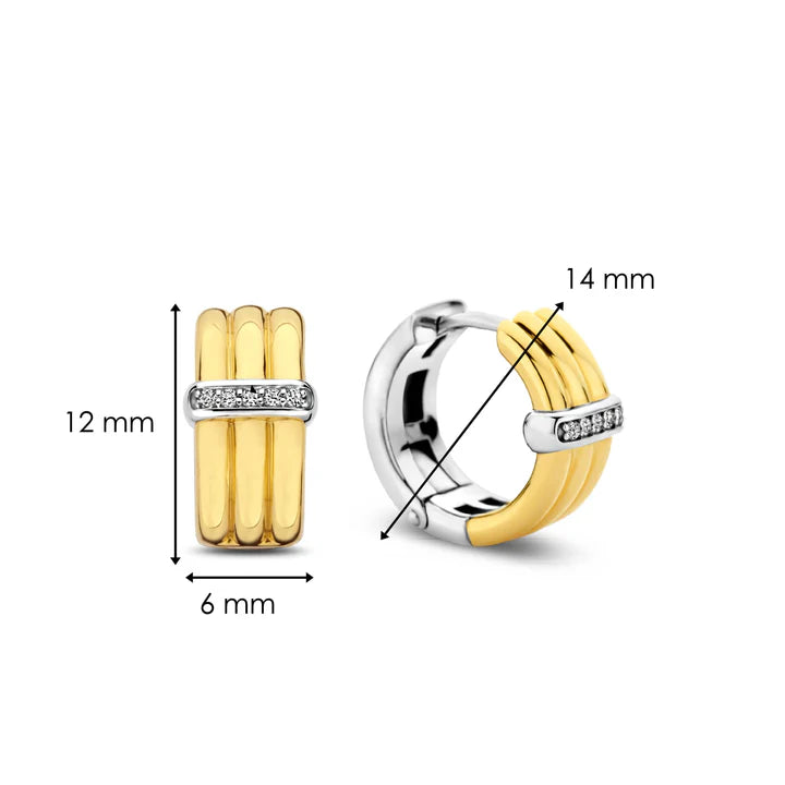 Boucles d'oreilles TI SENTO Argent 925 Doré avec Trio de Cercles et Oxyde de Zirconium