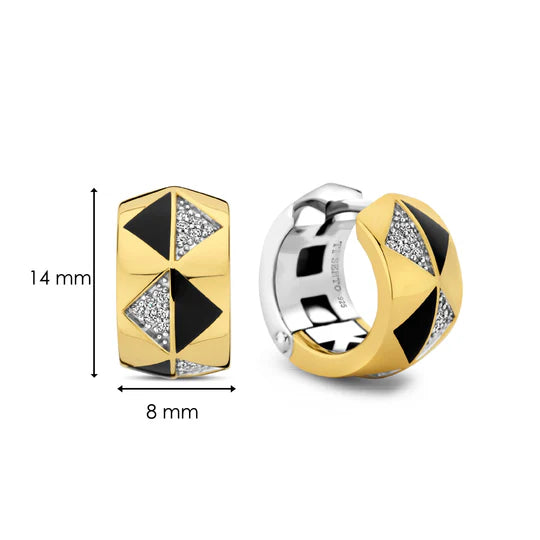 Boucles d'Oreilles TI SENTO Argent 925 Plaqué Or Jaune et Zircon 7987B