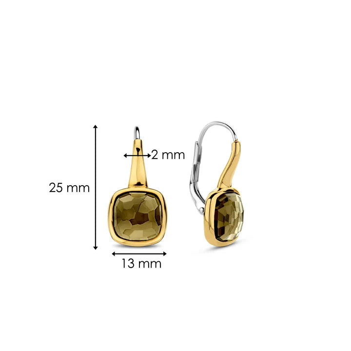 Boucles d'Oreilles TI SENTO argent 925 Plaquées Or Khaki