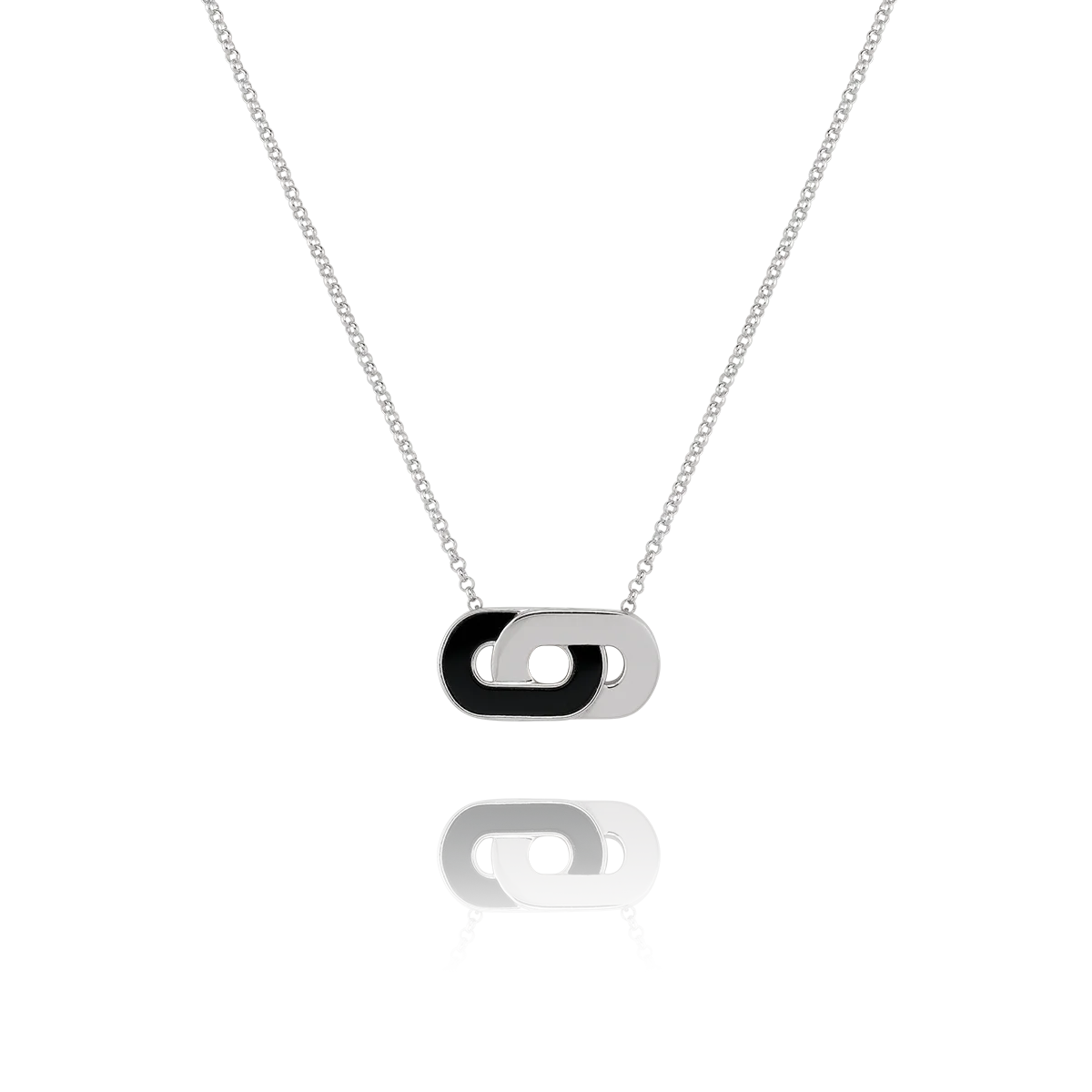 Collier Maillons Bicolores Styles Argent & Agate Noire