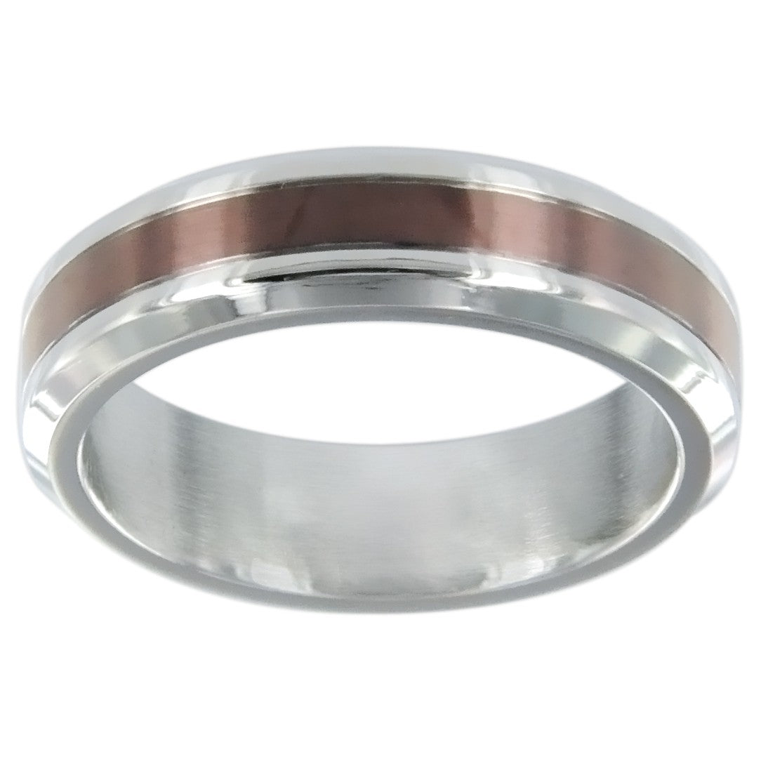 BAGUE ACIER BORDS POLIS CENTRE IP CAFE - Bijouterie Cordier