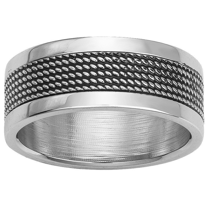 BAGUE ACIER ET LAQUE NOIRE - Bijouterie Cordier