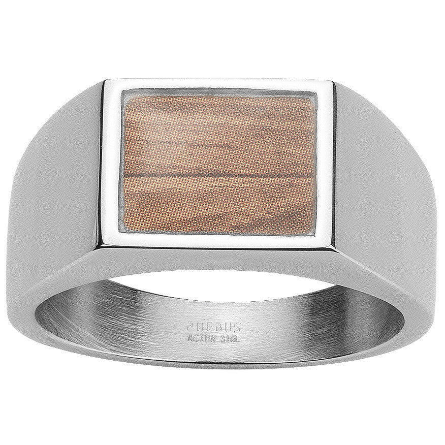 BAGUE ACIER ET PAPIER IMPRIME BOIS - Bijouterie Cordier