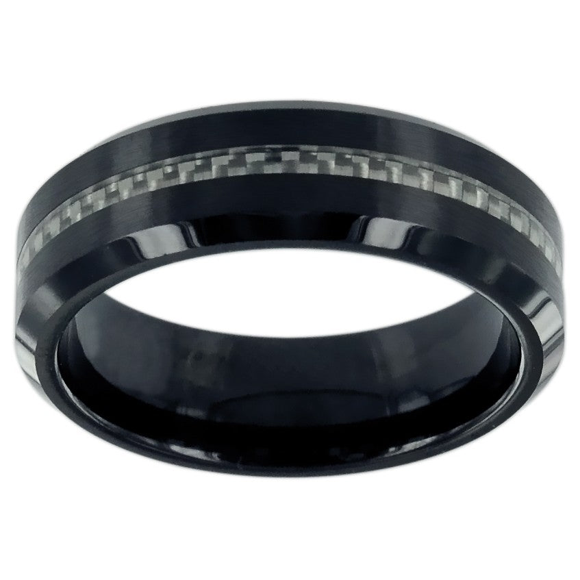 BAGUE CERAMIQUE NOIRE MAT / CARBONE BLANC - Bijouterie Cordier
