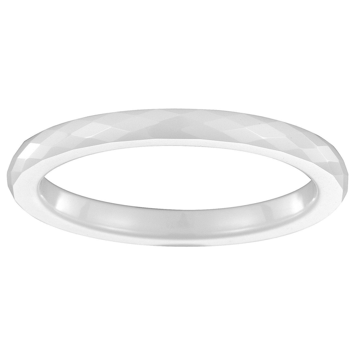 BAGUE FINE CERAM. BLANC. FACETTES FINE 2MM - Bijouterie Cordier