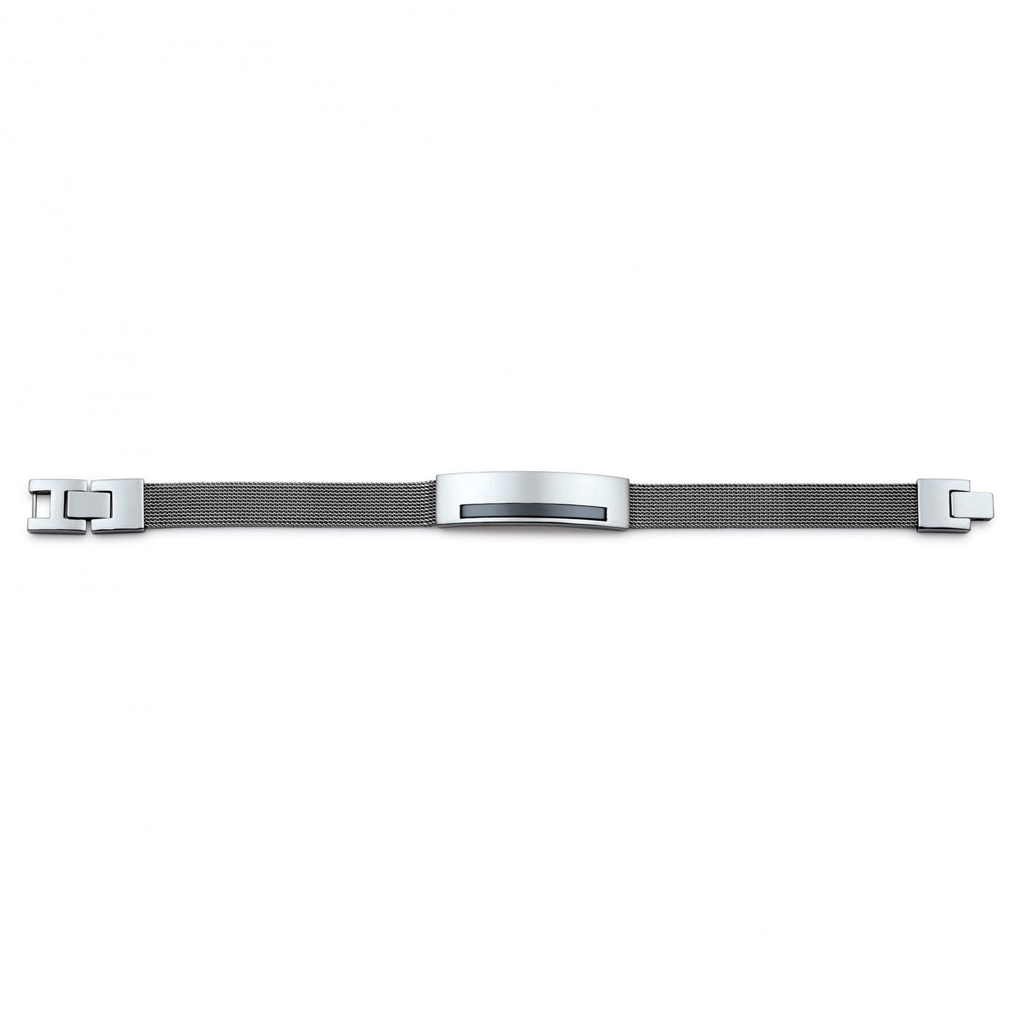 BRAC.AC.MAILLE MILANAISE PLAQUE AC CERAM.NOIR-20+1.5CM