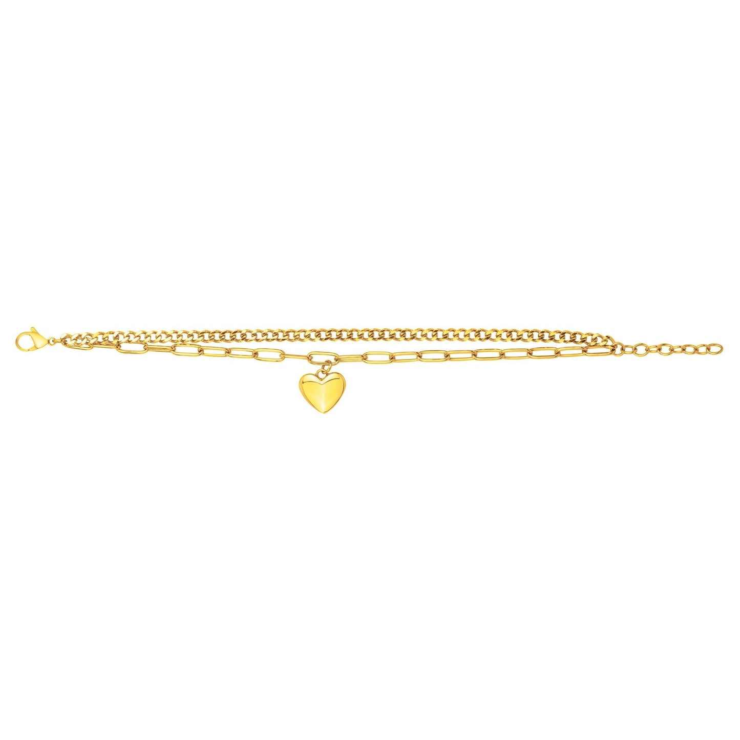 BRAC.ACIER IPG MULTI CHAINES PEND.COEUR-17+3CM