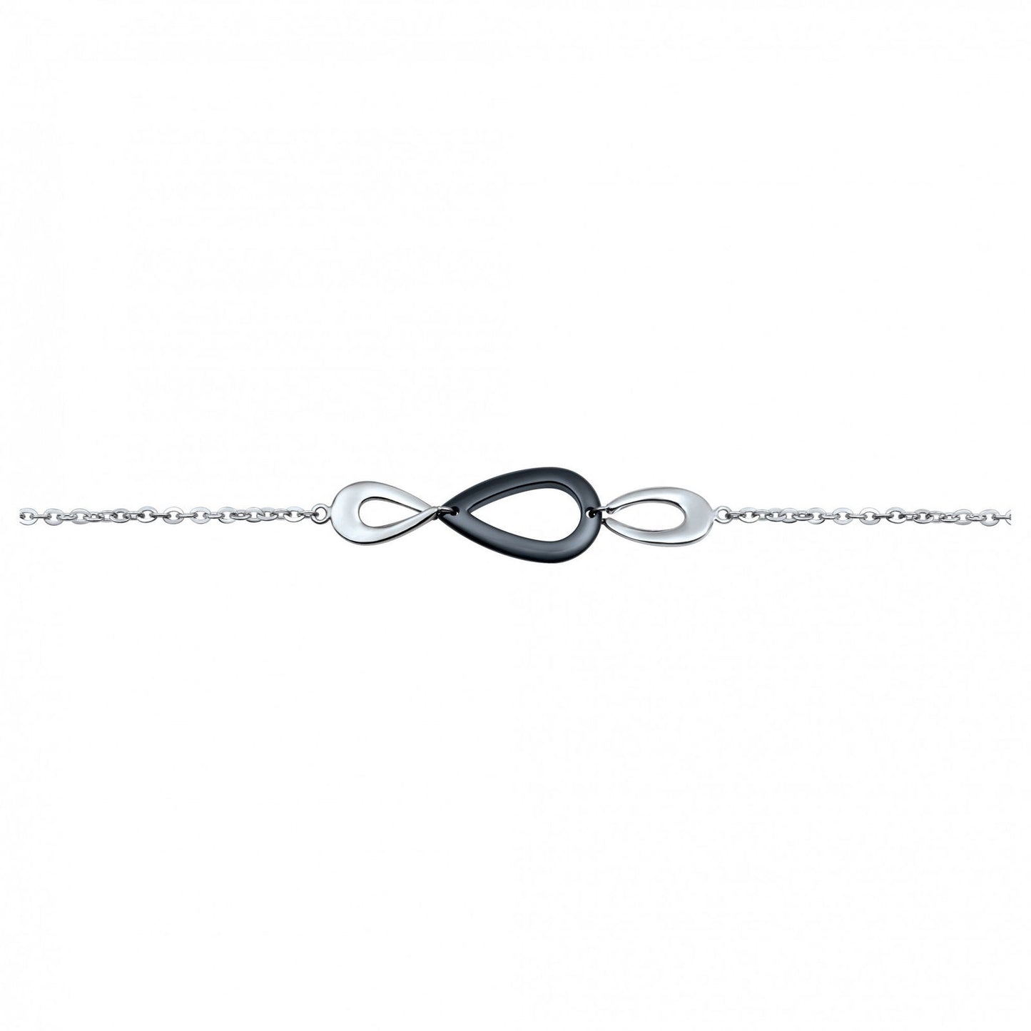 BRAC.MOTIF 3 GOUTTES AJOUREES ACIER ET CERAM. NOIRE 17+2CM