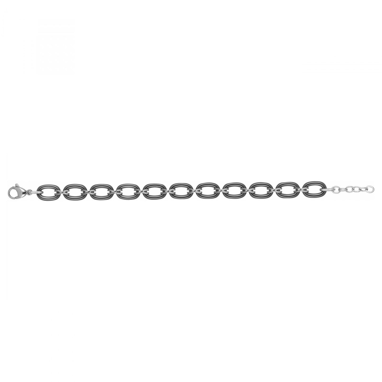 BRAC.OVALES CERAM.NOIRE ET LIENS ACIER X 16+2CM