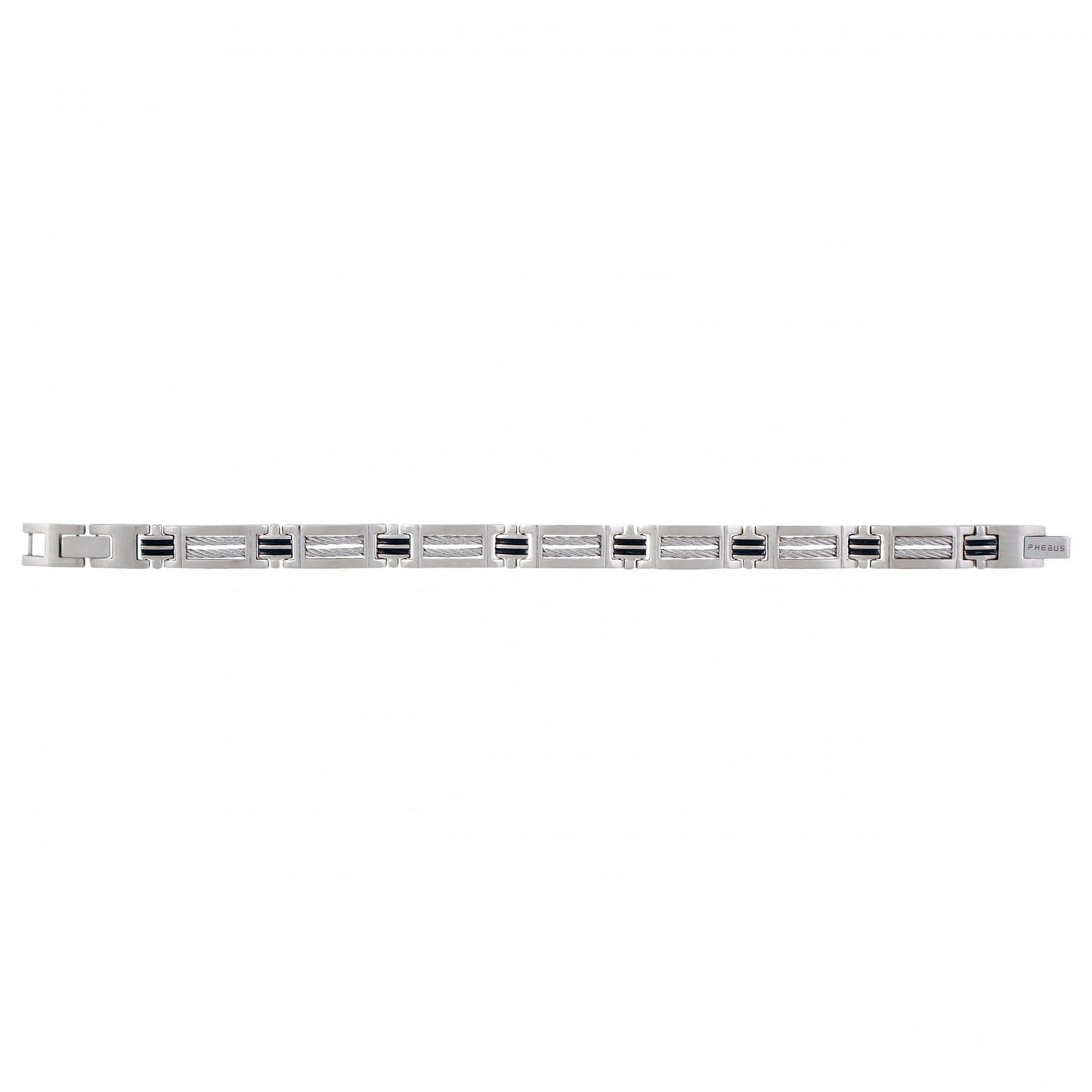 BRAC. ACIER CABLE LAQUE NOIRE PETITS MAILLONS 20+1.5CM