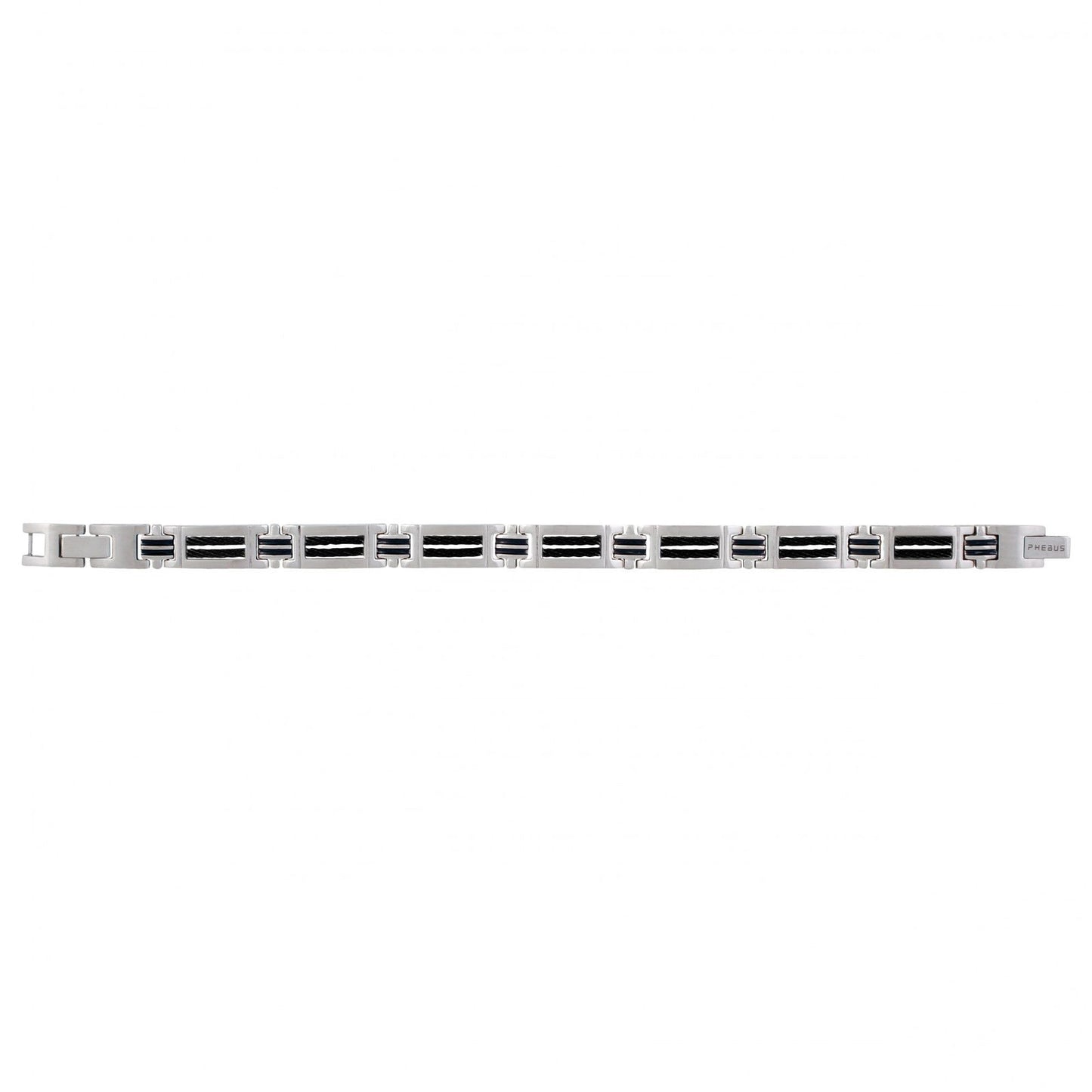 BRAC. ACIER CABLE NOIR LAQUE NOIRE PETITS MAILLONS 20+1.5CM