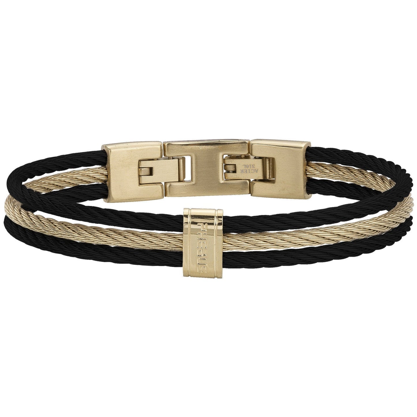 BRAC. ACIER CABLE PVD NOIR GOLD 50*60