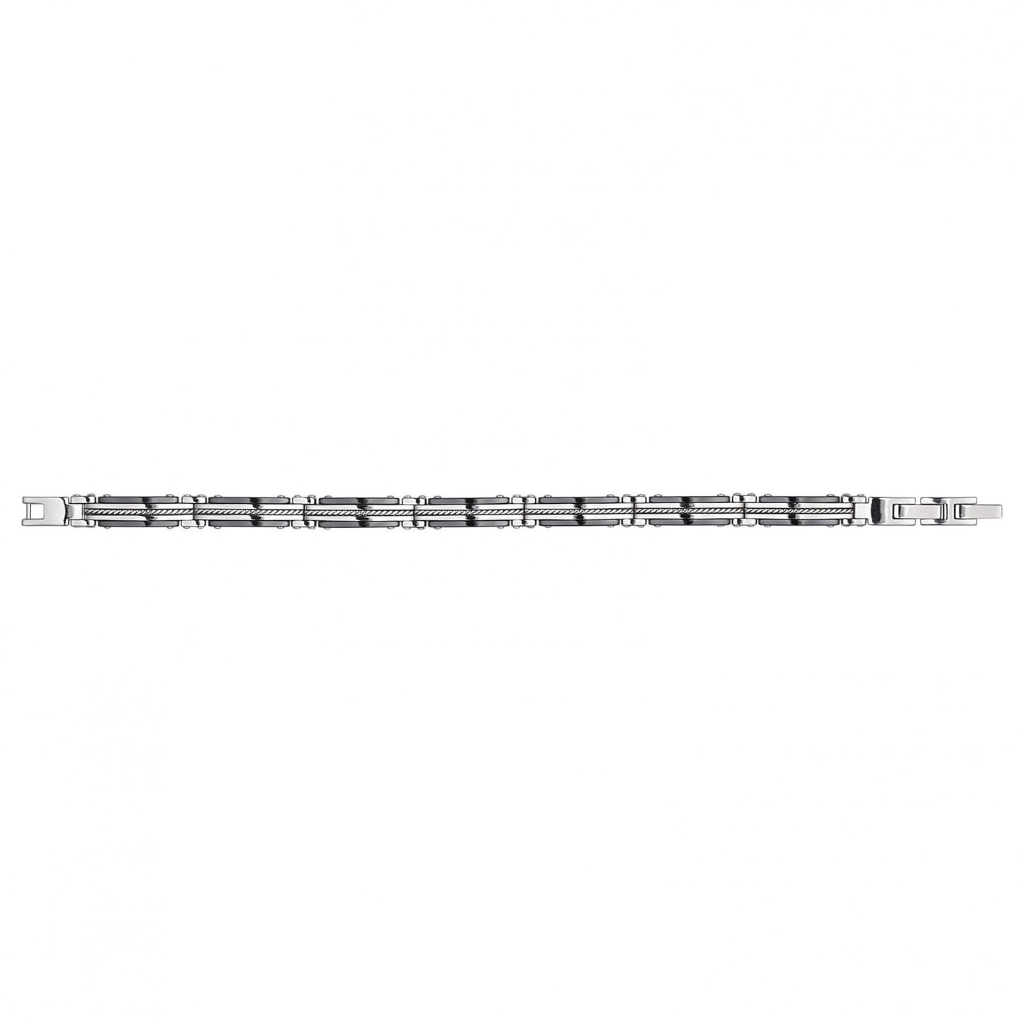 BRAC. ACIER CERAMIQUE NOIRE ET FIL TORSADE 19.5+1.5CM