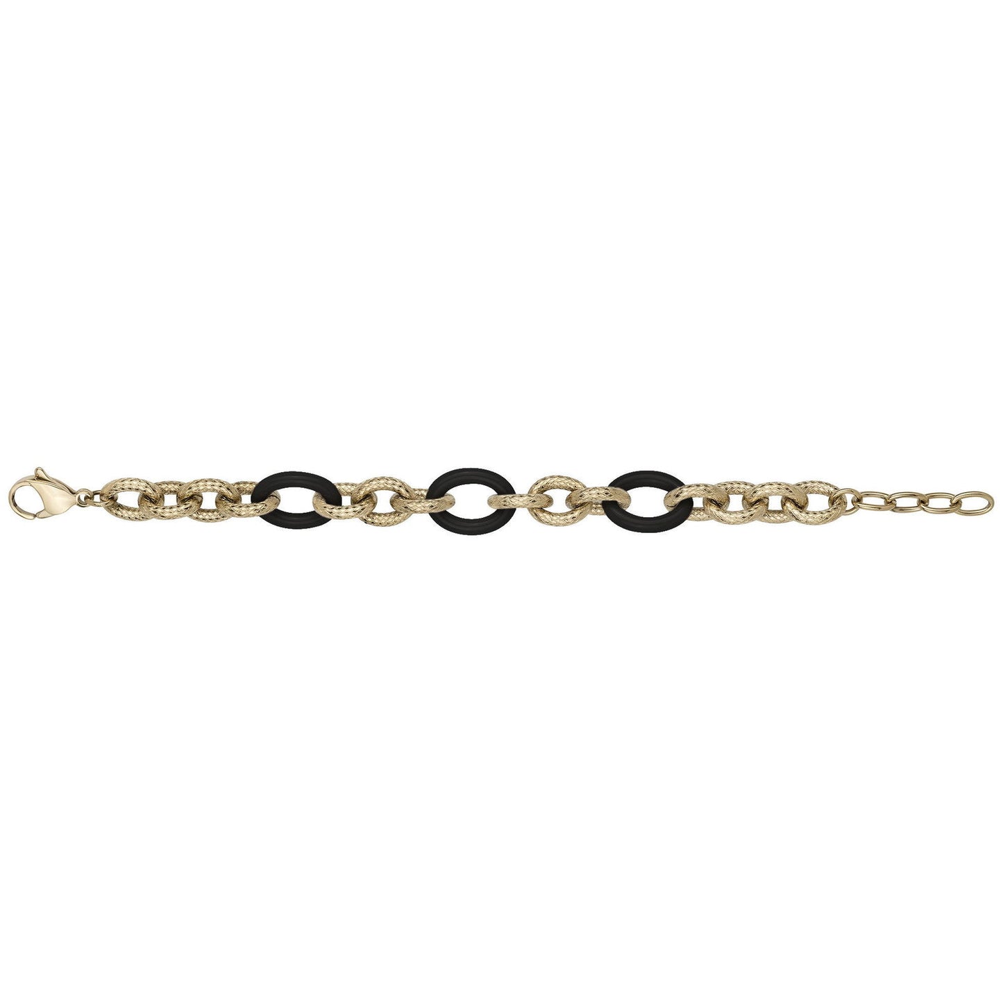 BRAC. ACIER PVD JAUNE CERAMIQUE NOIER 18+3CM