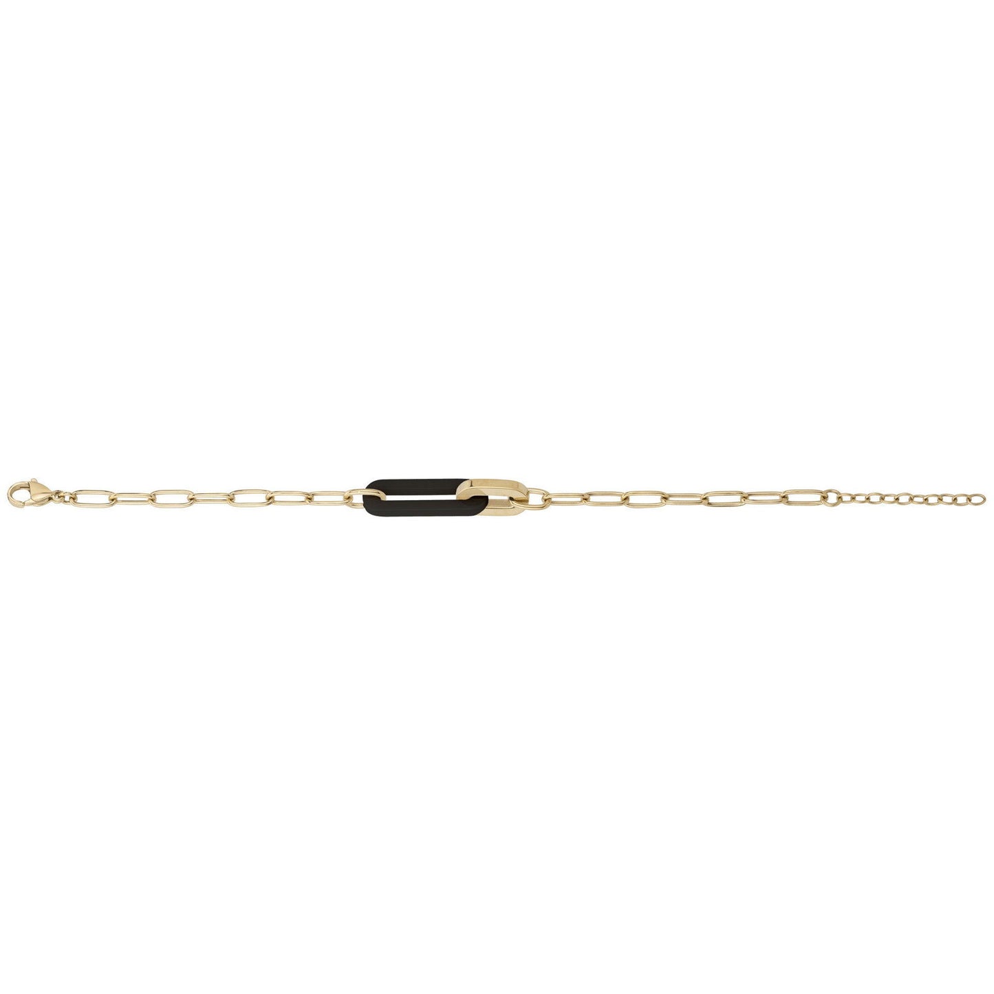 BRAC. ACIER PVD JAUNE CERAMIQUE NOIRE 17+3CM