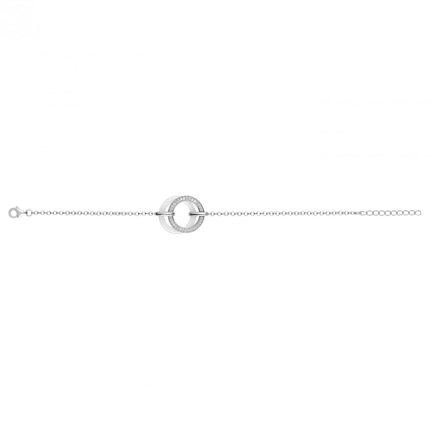 BRAC. ANNEAUX CERAM.BLANCHE ET ARGT SERTIS OZ 16+3CM