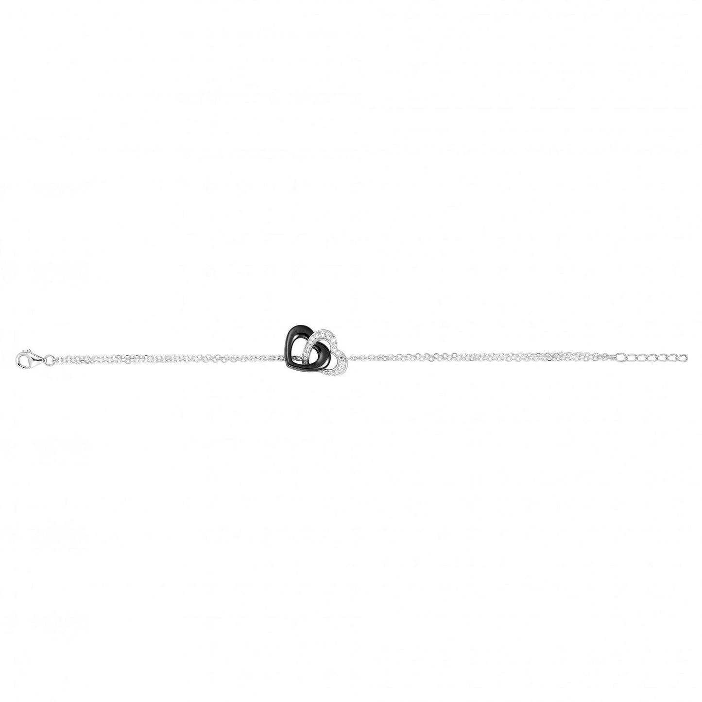 BRAC. ARGENT COEUR CERAM. NOIRE ET O.Z 17+2CM