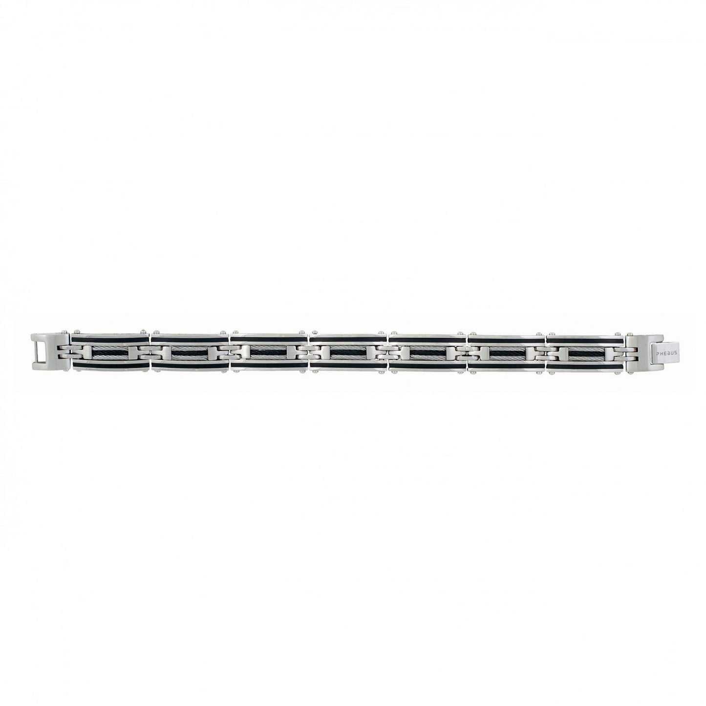 BRAC. AC/RESINE/CABLE GRIS ET NOIR 21CM - Bijouterie Cordier