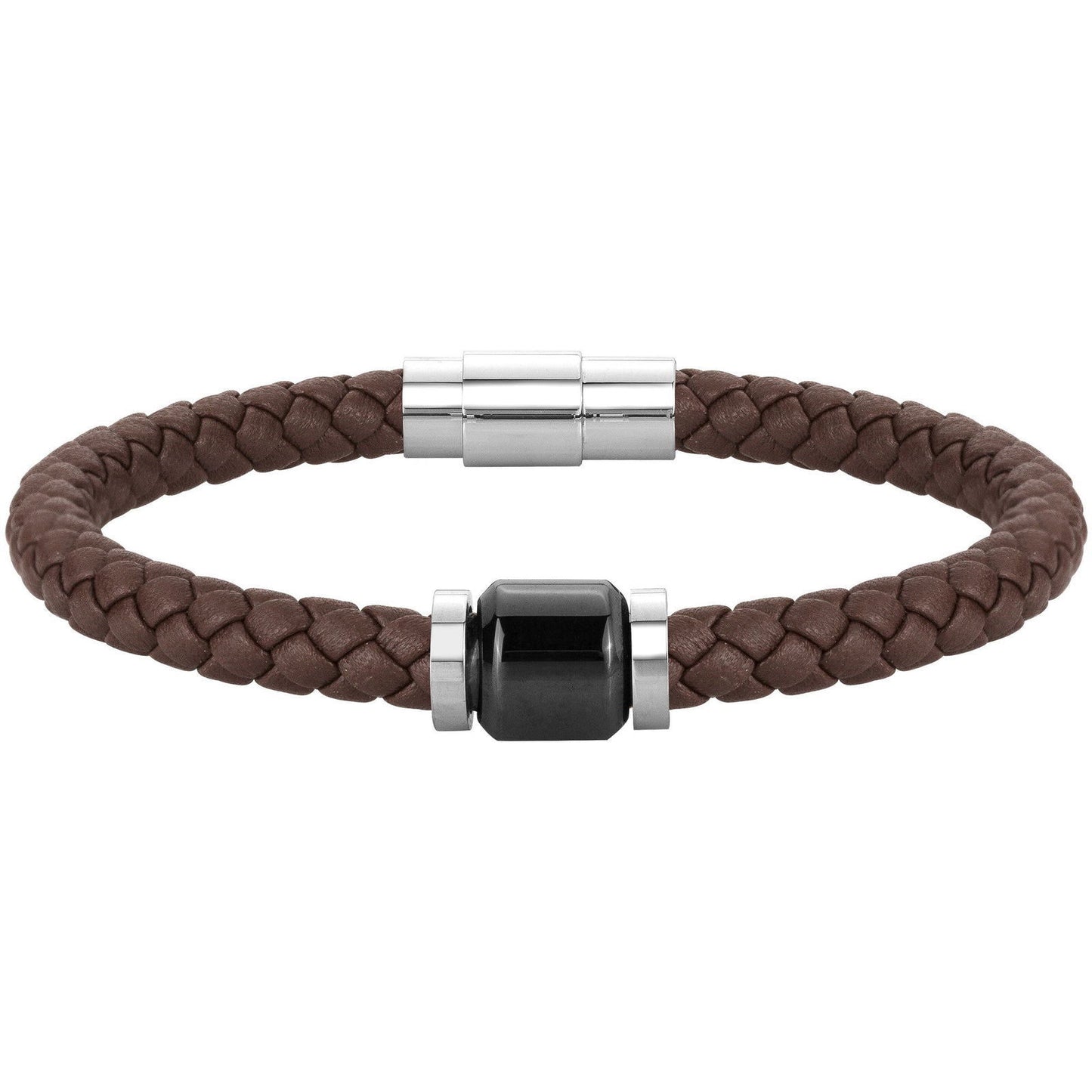 BRAC. MICROFIBRE MARRON AC ET CERAM NOIRE-21cm - Bijouterie Cordier