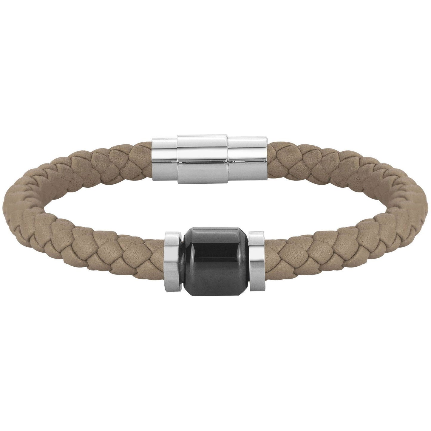 BRAC. MICROFIBRE MARRON CLAIR AC ET CERAM NOIRE-21cm - Bijouterie Cordier