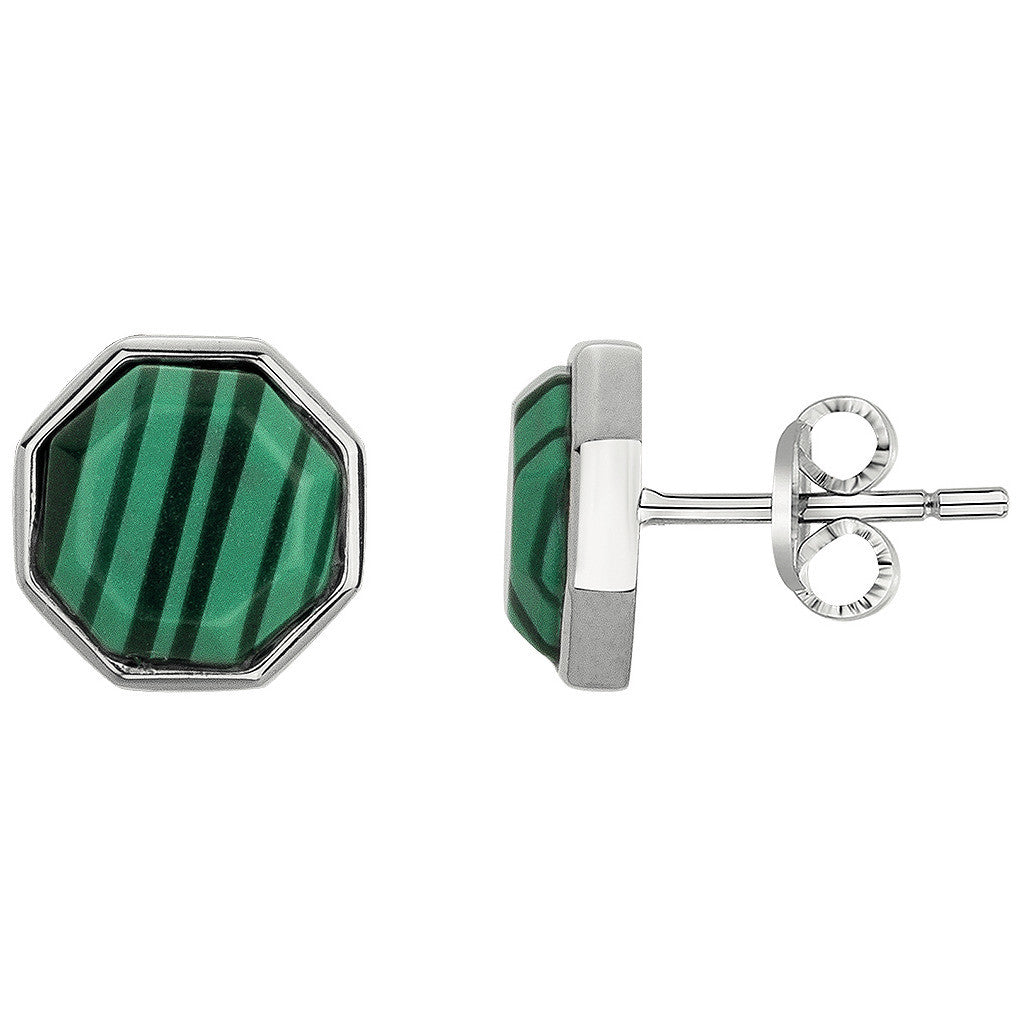 Boucles d’Oreilles Homme Phebus Acier Malachite Synthétique