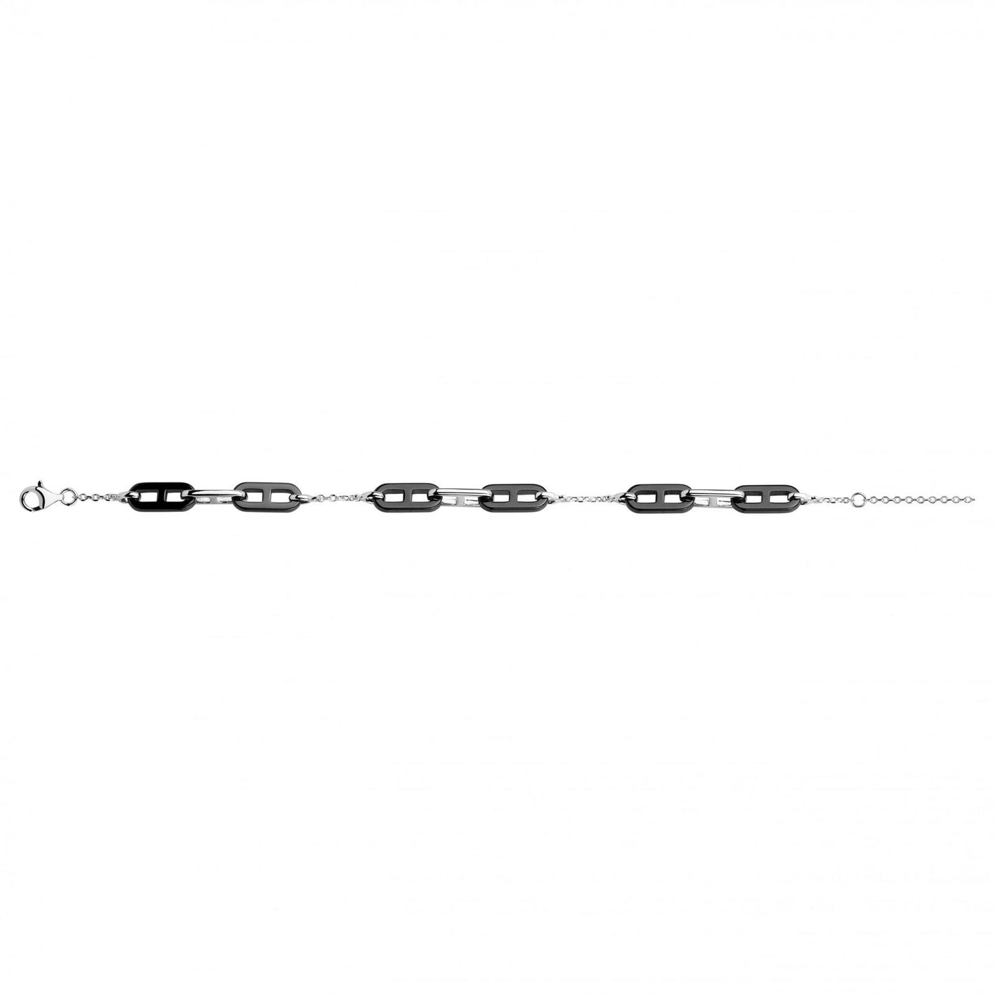 Bracelet Argent Femme Phebus Maille Marine Céramique Noire