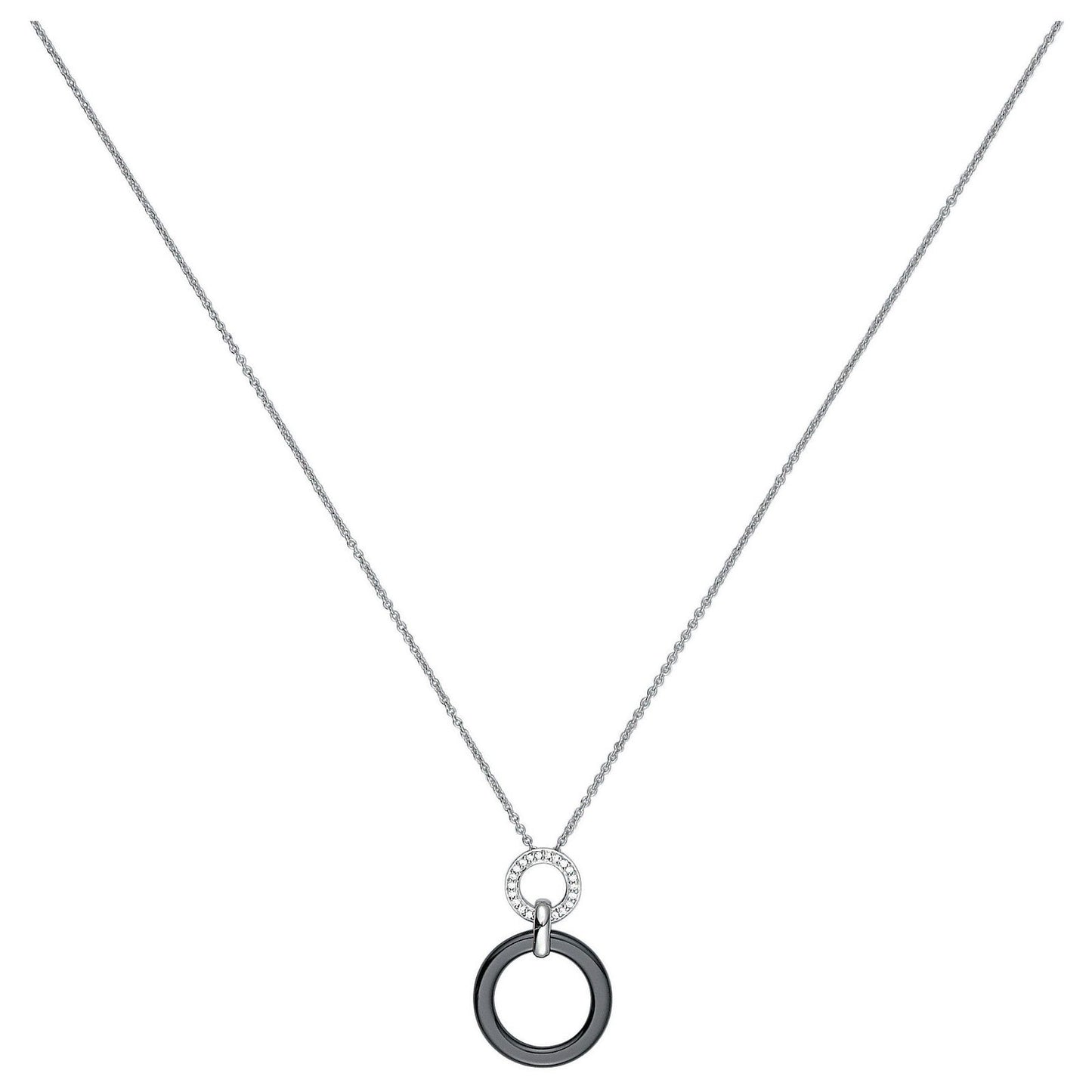 CH.PEND. CERCLES ARGT OZ ET CERAM.NOIRE 42+3CM