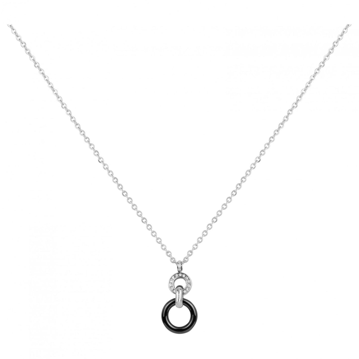 CH.+PEND.AC/CERCLES CERA.NOIRE ET CRISTAL BLANC 40+5CM