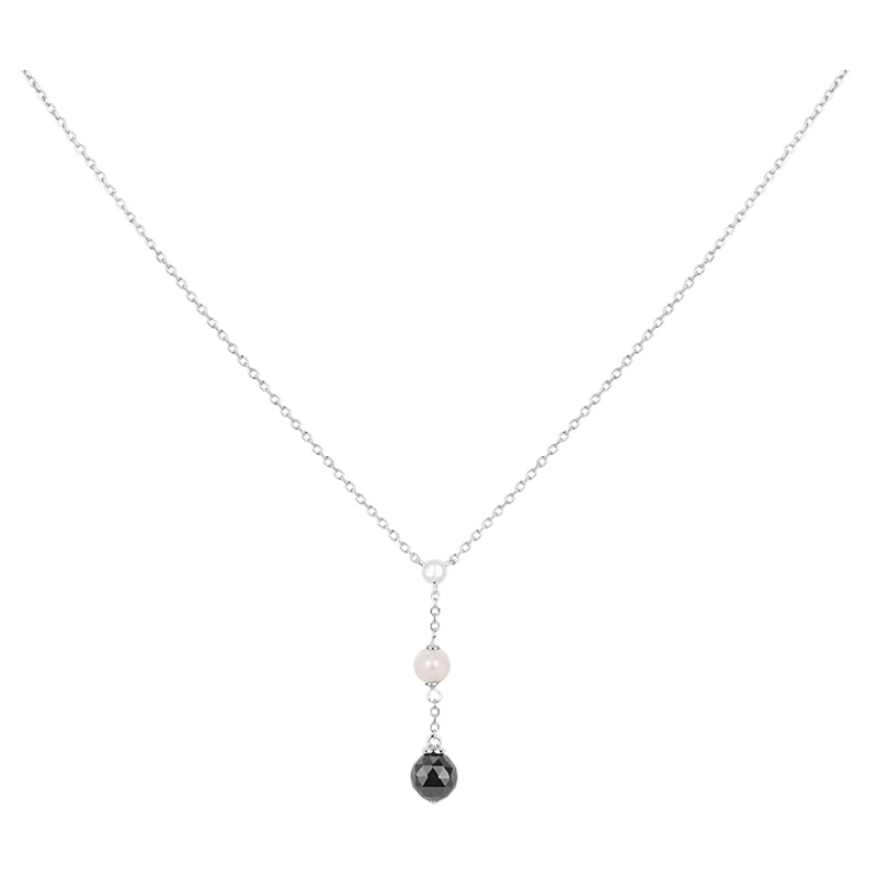 CO.ARGT. Y BOULE FACETTEE CERAM NOIRE ET PERLE-42+3CM