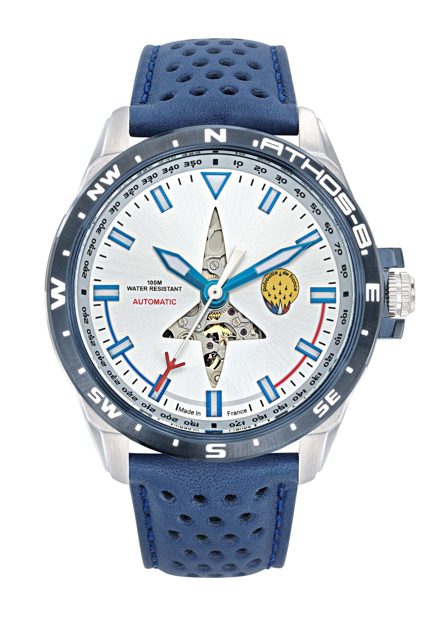 Montre Automatique Patrouille de France - Cuir Bleu - Bijouterie Cordier
