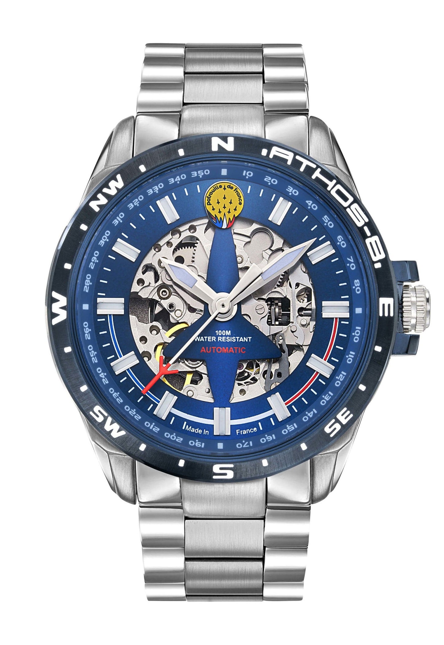 Montre Automatique Patrouille de France Athos 8 - Acier Cadran Bleu - Bijouterie Cordier