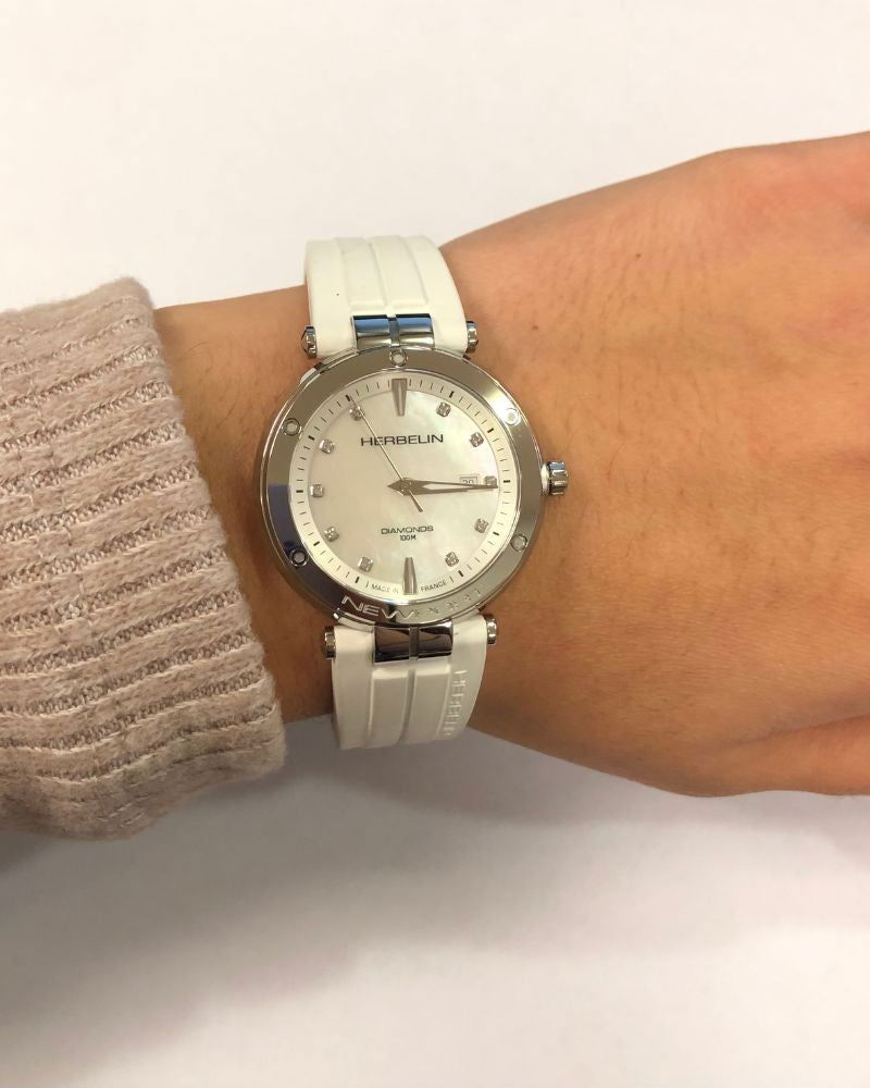 Montre Herbelin Femme Newport Quartz Date Diamants - Bijouterie Cordier