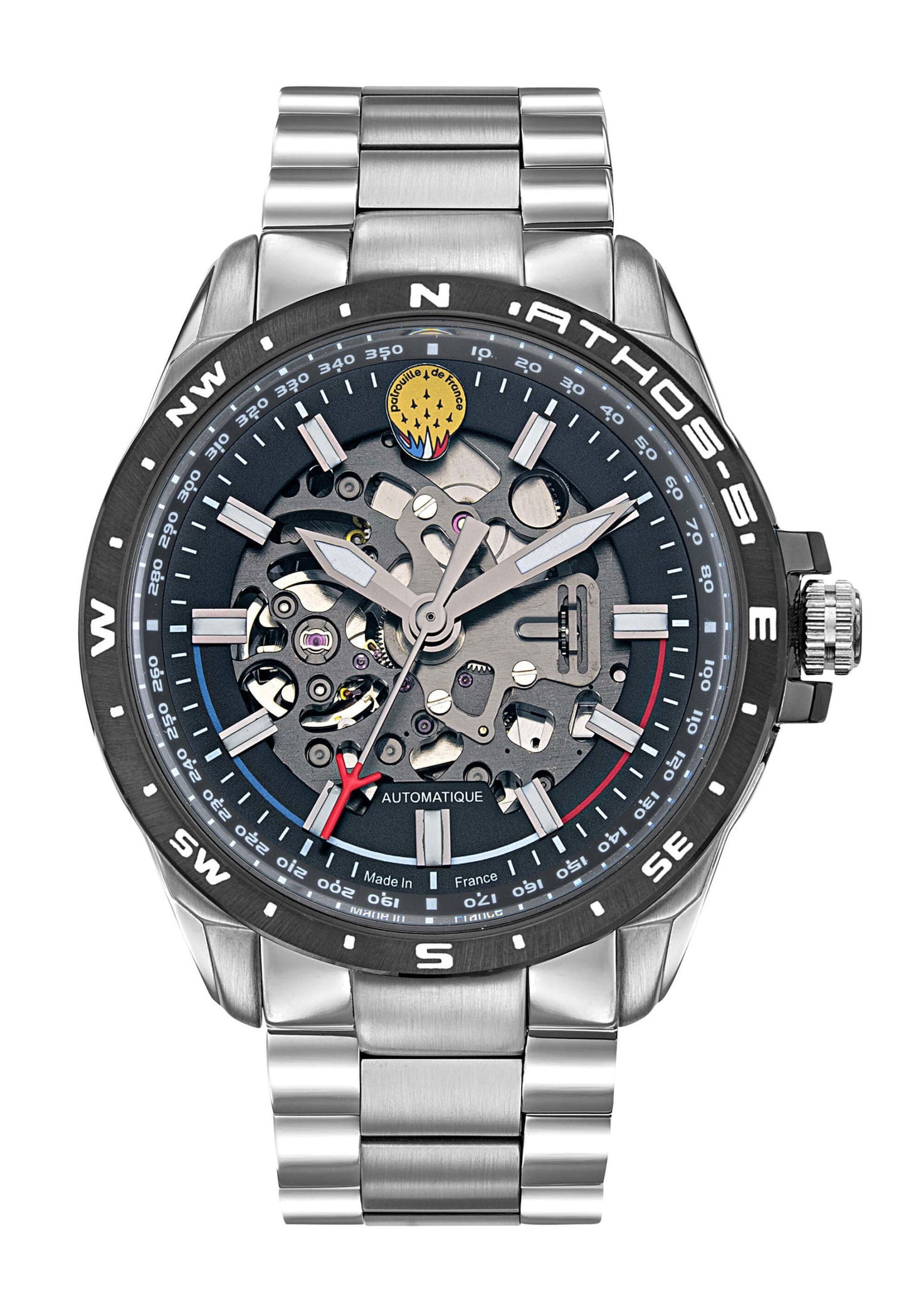 Montre Patrouille de France Athos5- Automatique Acier Cadran Noir A5-100PRS-668117 - Bijouterie Cordier