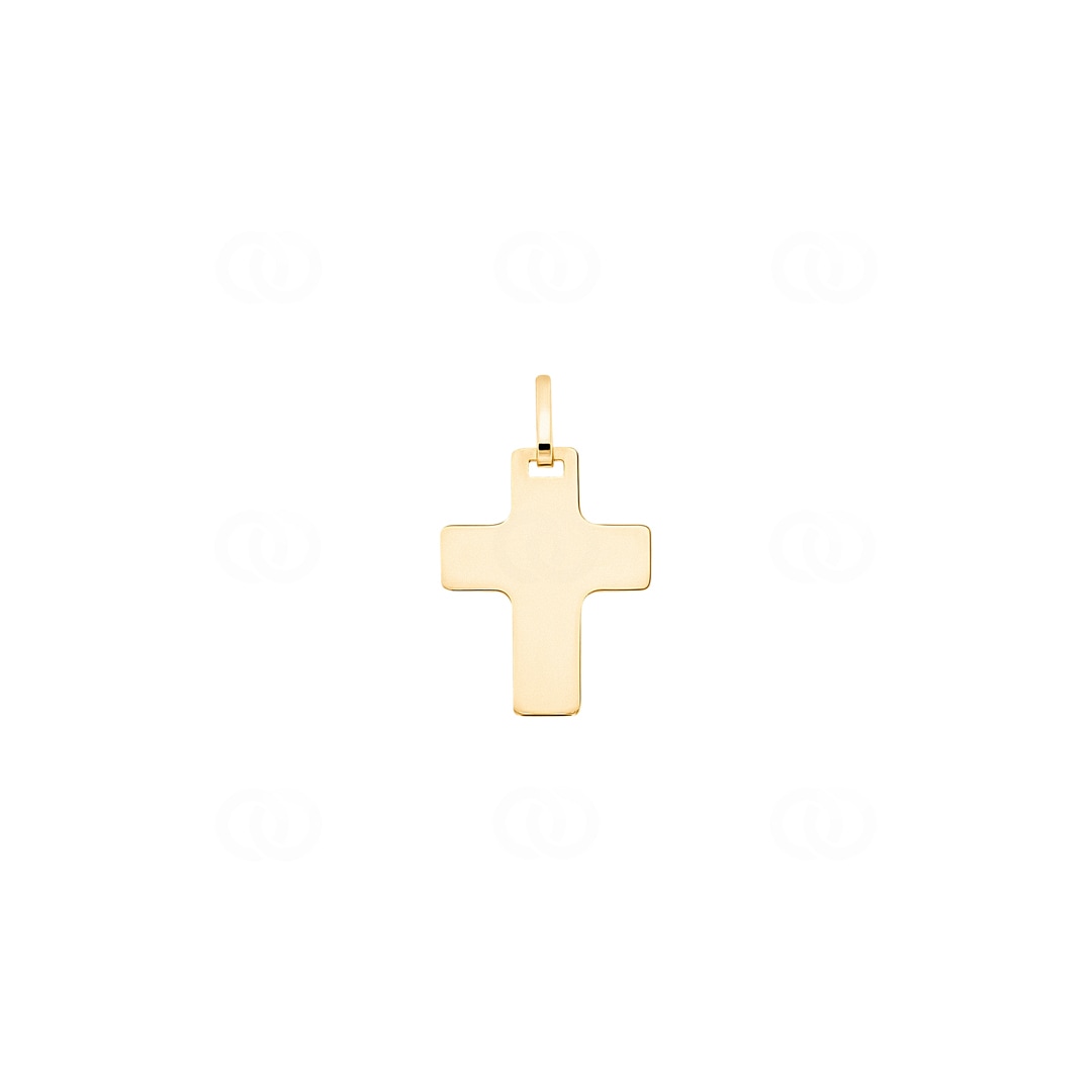 Pendentif Croix Structurée en Or Jaune 18K