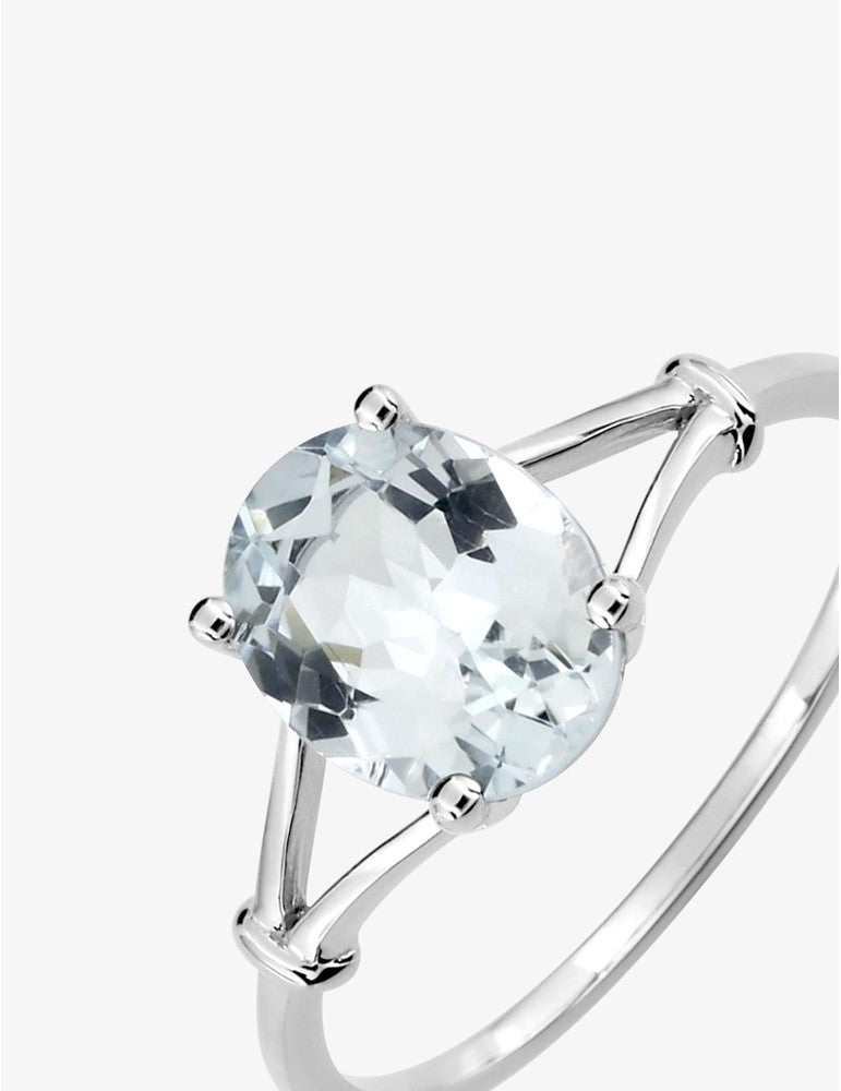 Bague en or blanc 375‰ et aigue-marine