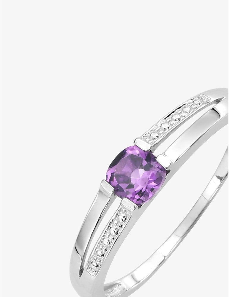 Bague en or blanc 375‰ avec améthyste