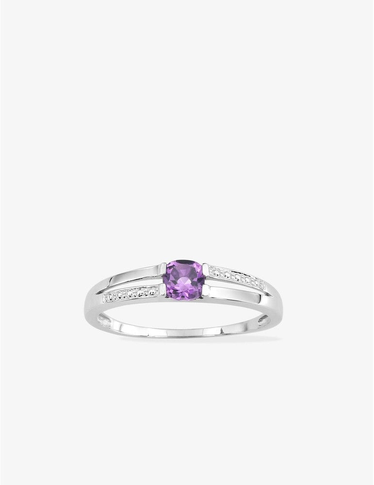 Bague en or blanc 375‰ avec améthyste